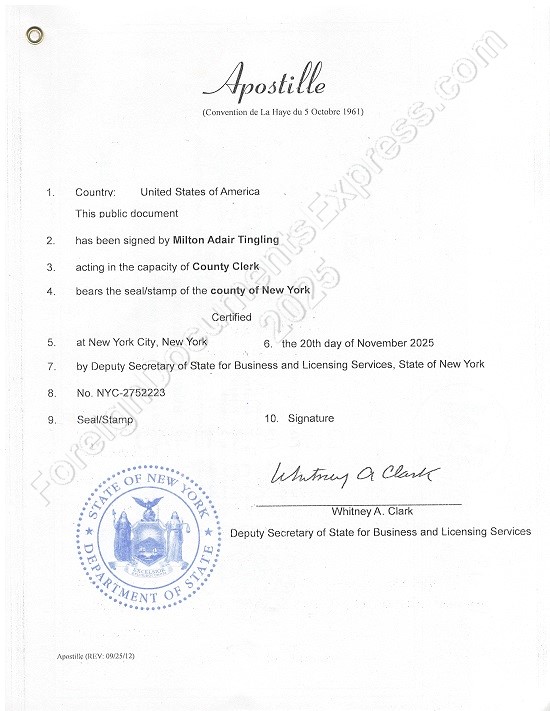 New York apostille Hague apostille from New York